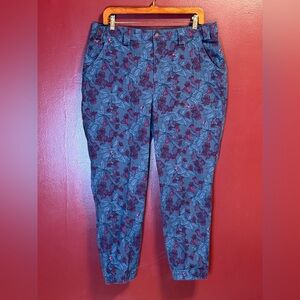 Duluth Trading Co Blue Floral Print Track Joggers 16